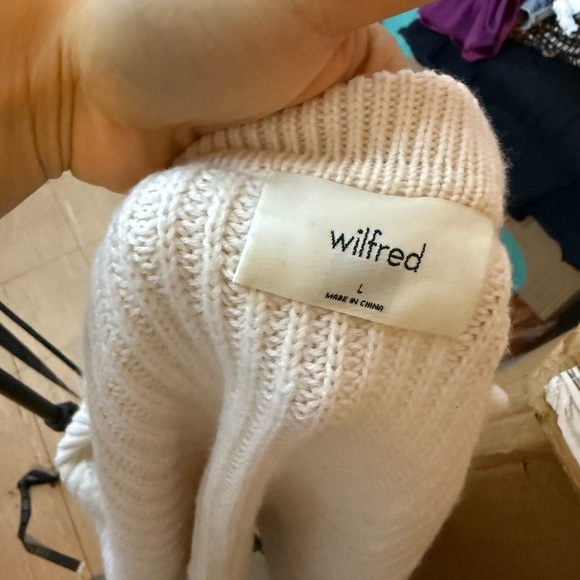 Wilfred Chunky Cream Button Front Merino Wool Boxy Cardigan - Picture 7 of 7